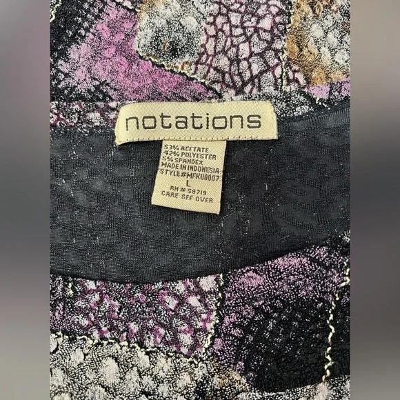 Notations Geometric Print Gold Foil Accent Blouse Size L - Picture 9 of 10